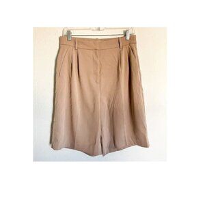 H&M High Rise High Waisted Pleated Trouser Shorts Tan Beige Size 8